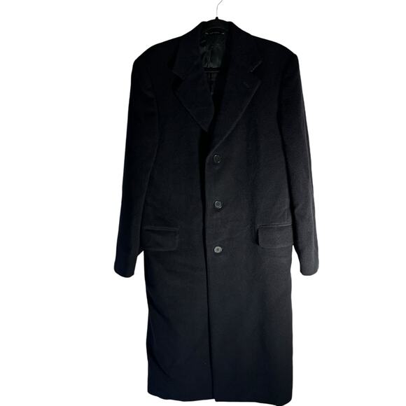 LANVIN CLASSIQUE Pure Wool Overcoat 48R Italy Black Luxury Designer Long Coat - Picture 2 of 16